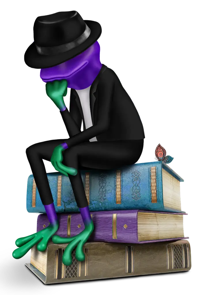 Lillypad.ai Branded Image of Tad sitting on a stack of books