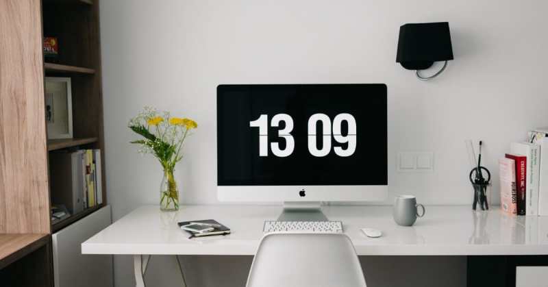 Office clock, future deadline workspace
